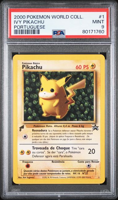 2000 Pokemon Pikachu World Collection Portuguese Ivy Pikachu #1 PSA 9