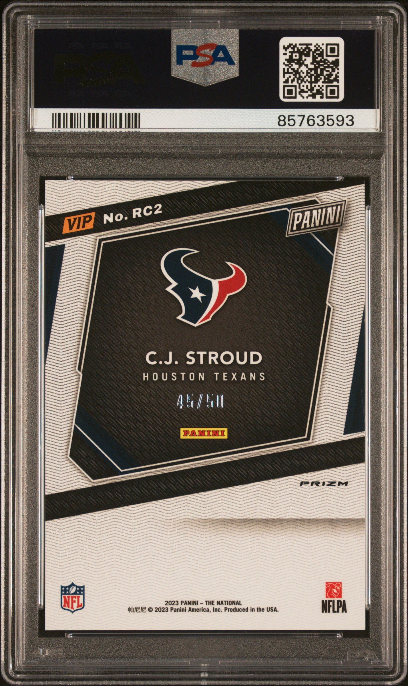 2023 Panini National VIP Gold Purple Sparkle CJ Stroud ROOKIE /50 PSA 10