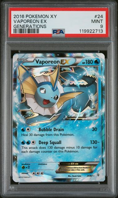 2016 Pokemon XY Generations Holo Vaporeon Ex #24 PSA 9