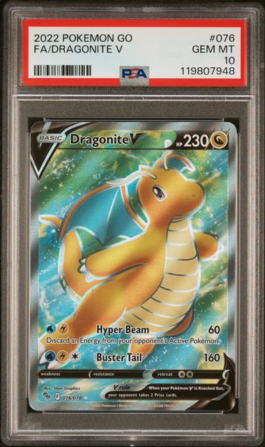 2022 Pokemon Go Dragonite V #76 PSA 10
