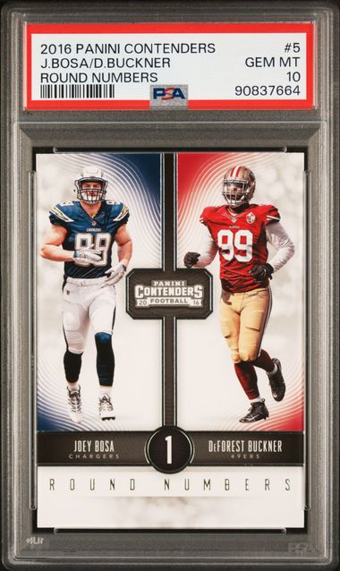 2016 Panini Contenders Round Numbers Deforest Buckner Joey Bosa #5 PSA 10