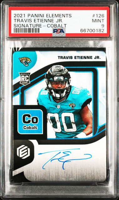 2021 Panini Elements Signature-Cobalt Travis Etienne Jr. #126 PSA 9