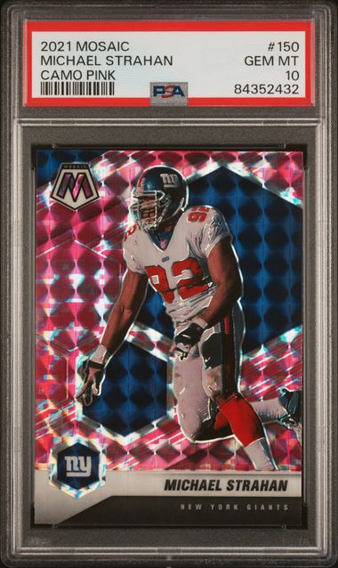 2021 Panini Mosaic Camo Pink Michael Strahan #150 PSA 10