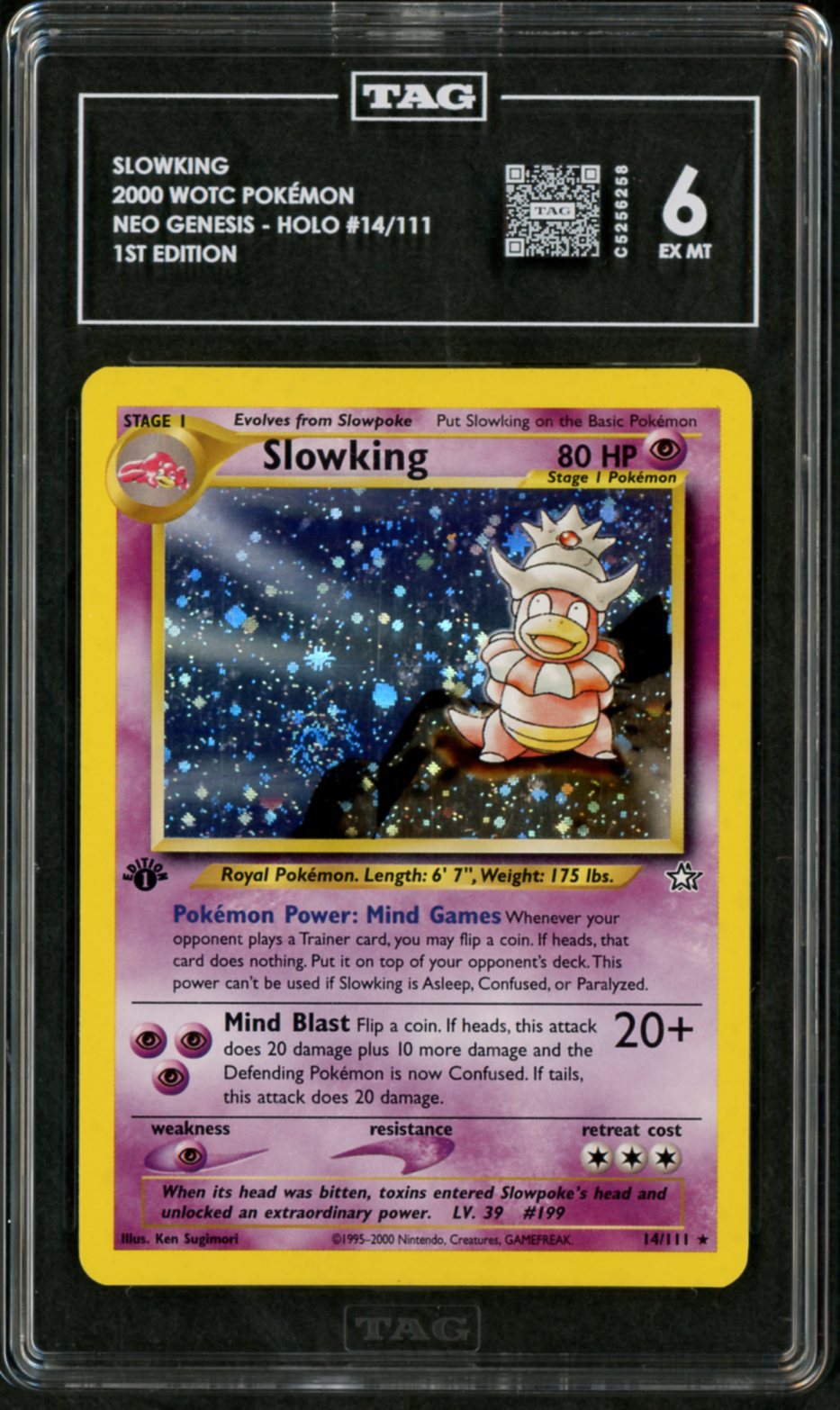 2000 Pokemon Neo Genesis 1st Edition Holo Slowking #14 TAG 6