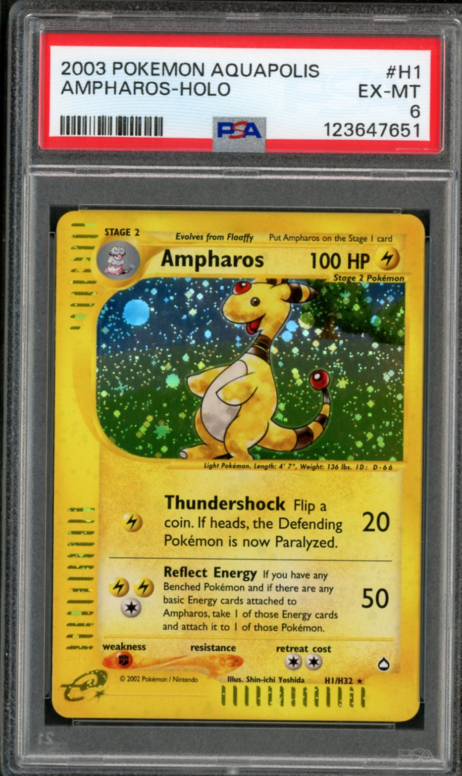 2003 Pokemon Aquapolis Holo Ampharos #H1 PSA 6