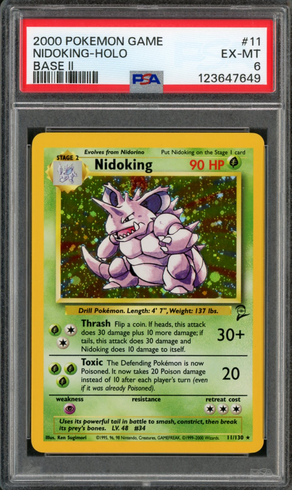 2000 Pokemon Base Set 2 Holo Nidoking #11 PSA 6