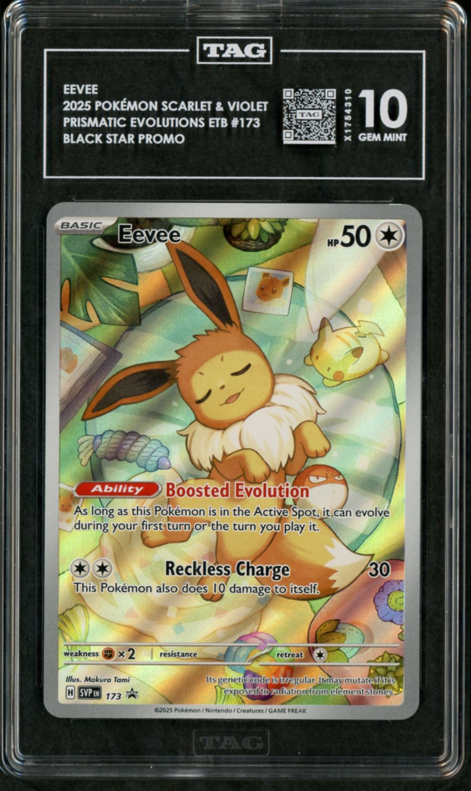 2025 Pokemon Prismatic Evolution ETB Eevee #173 TAG 10