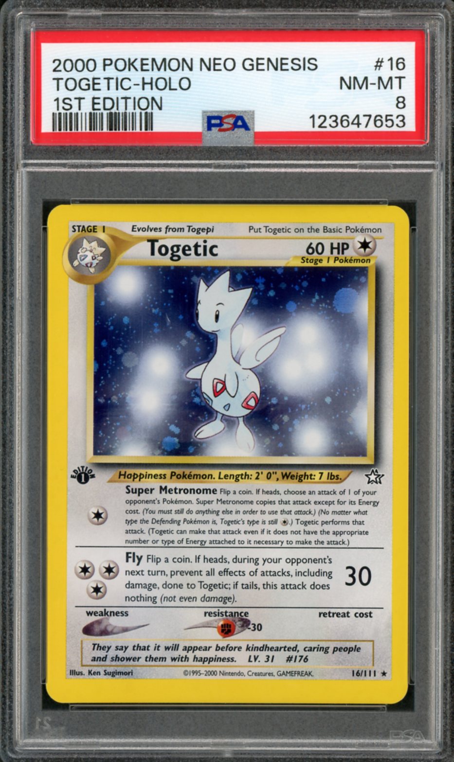 2000 Pokemon Neo Genesis 1st Edition Holo Togetic #16 PSA 8