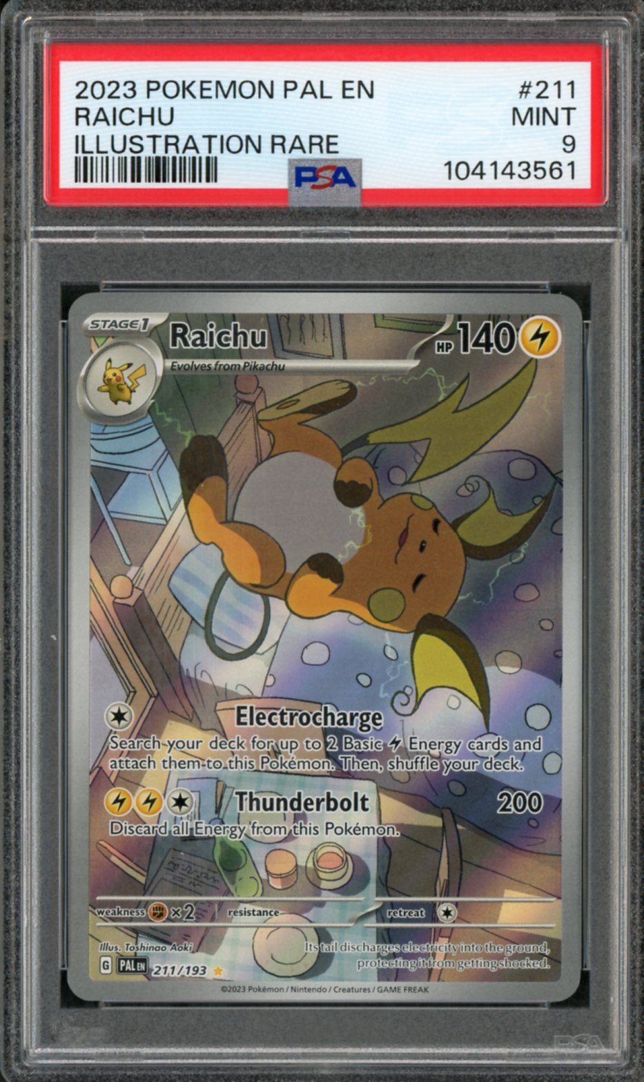 2023 Pokemon Paldea Evolved IR Raichu #211 PSA 9