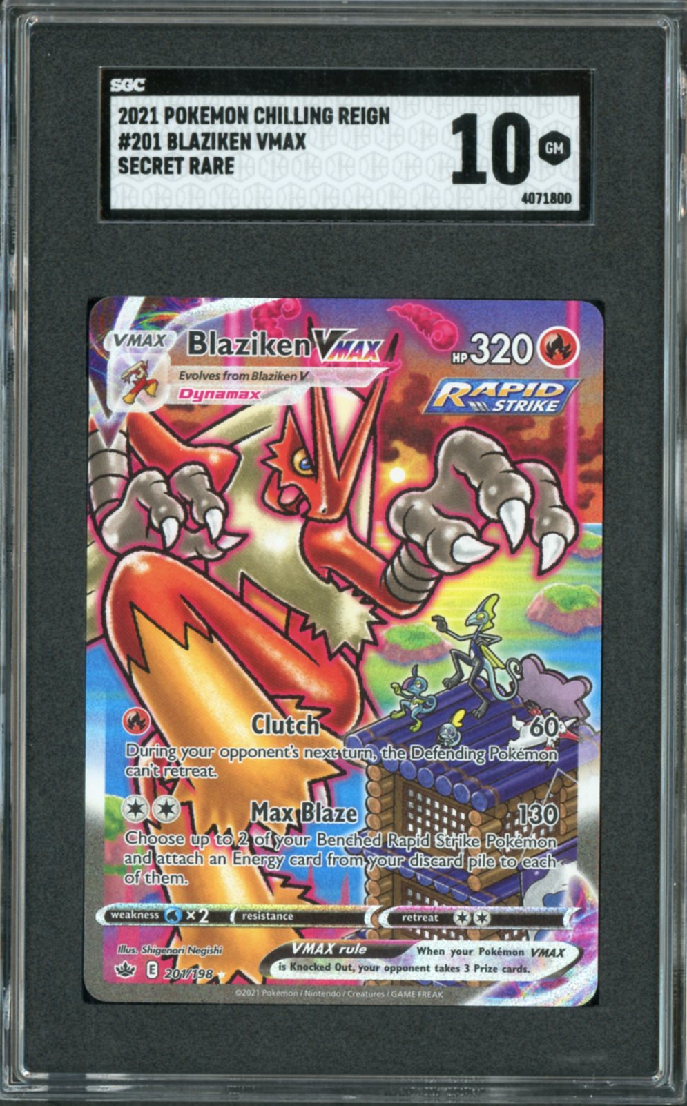 2021 Pokemon Chilling Reign Blaziken Vmax #201 SGC 10