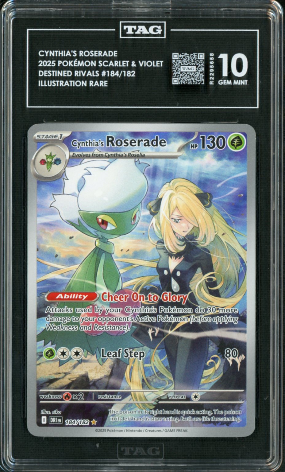 2025 Pokemon Destined Rivals IR Cynthia's Roserade #184 TAG 10