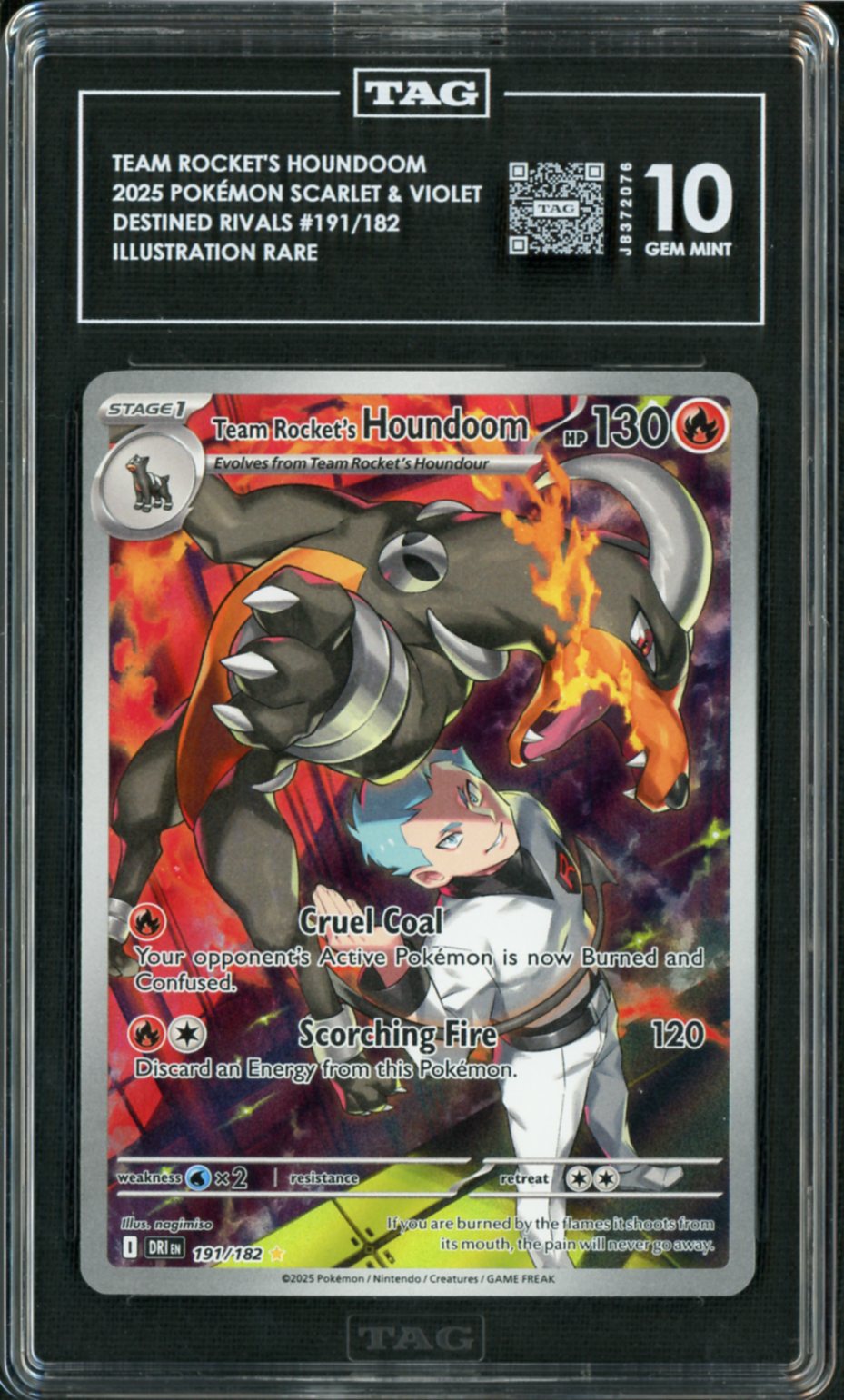2025 Pokemon Destined Rivals IR Team Rocket's Houndoom #191 TAG 10