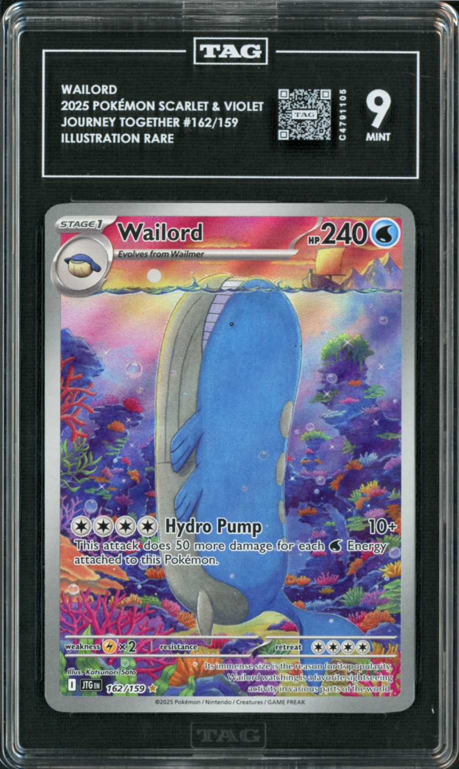2025 Pokemon Journey Together IR Wailord #162 TAG 9