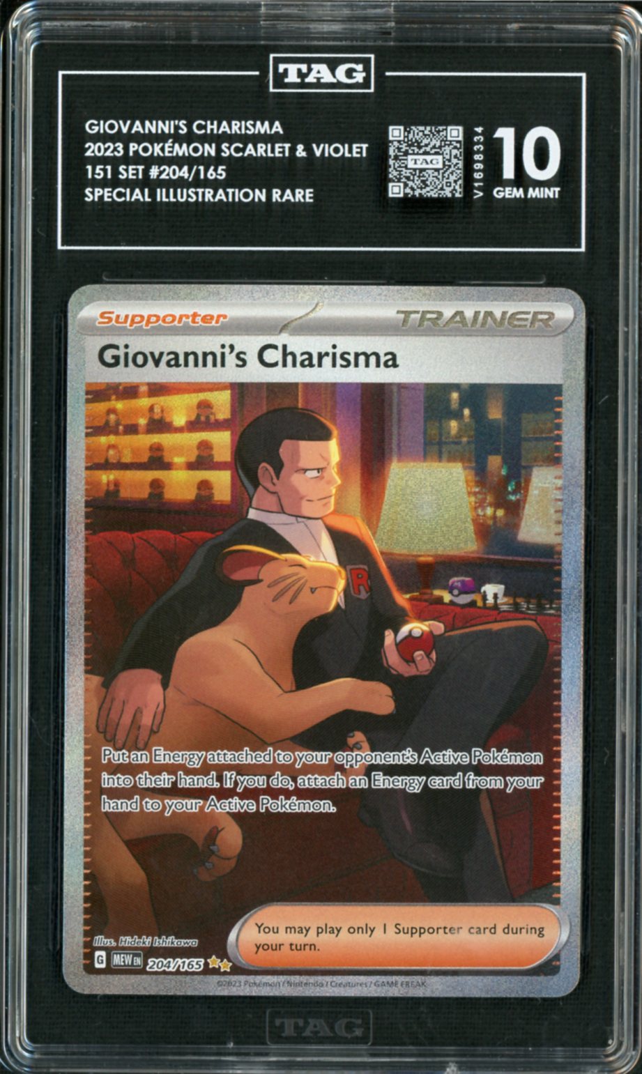2023 Pokemon 151 SIR Giovanni's Charisma #204 TAG 10