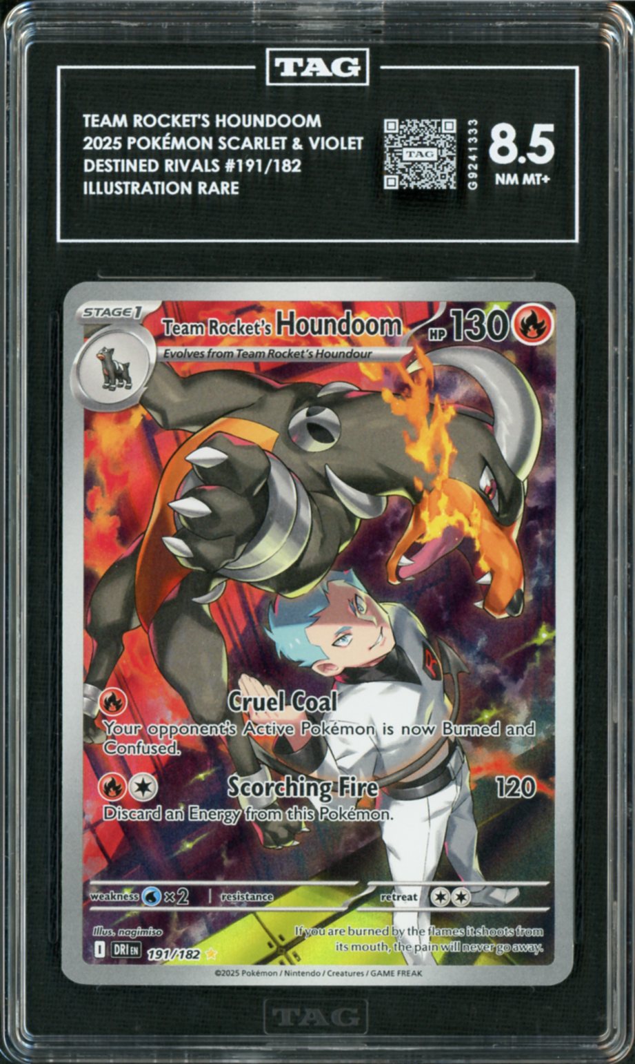 2025 Pokemon Destined Rivals IR Team Rocket's Houndoom #191 TAG 8.5
