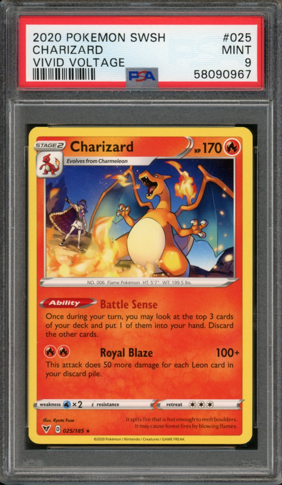2020 Pokemon Vivid Voltage Charizard #25 PSA 9