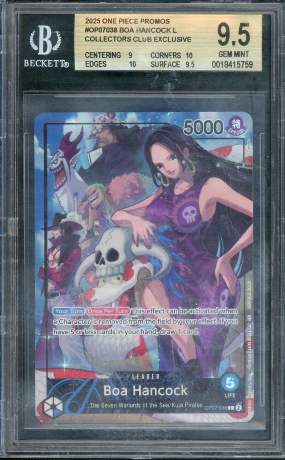 2025 One Piece Promos PSA Magazine Exclusive Boa Hancock #OP07-038 BGS 9.5