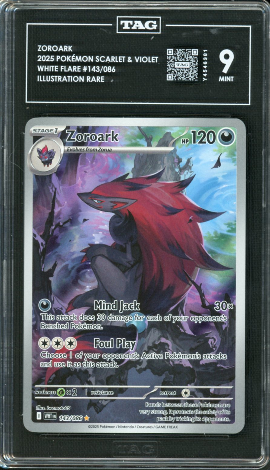 2025 Pokemon White Flare Zoroark #143 TAG 9