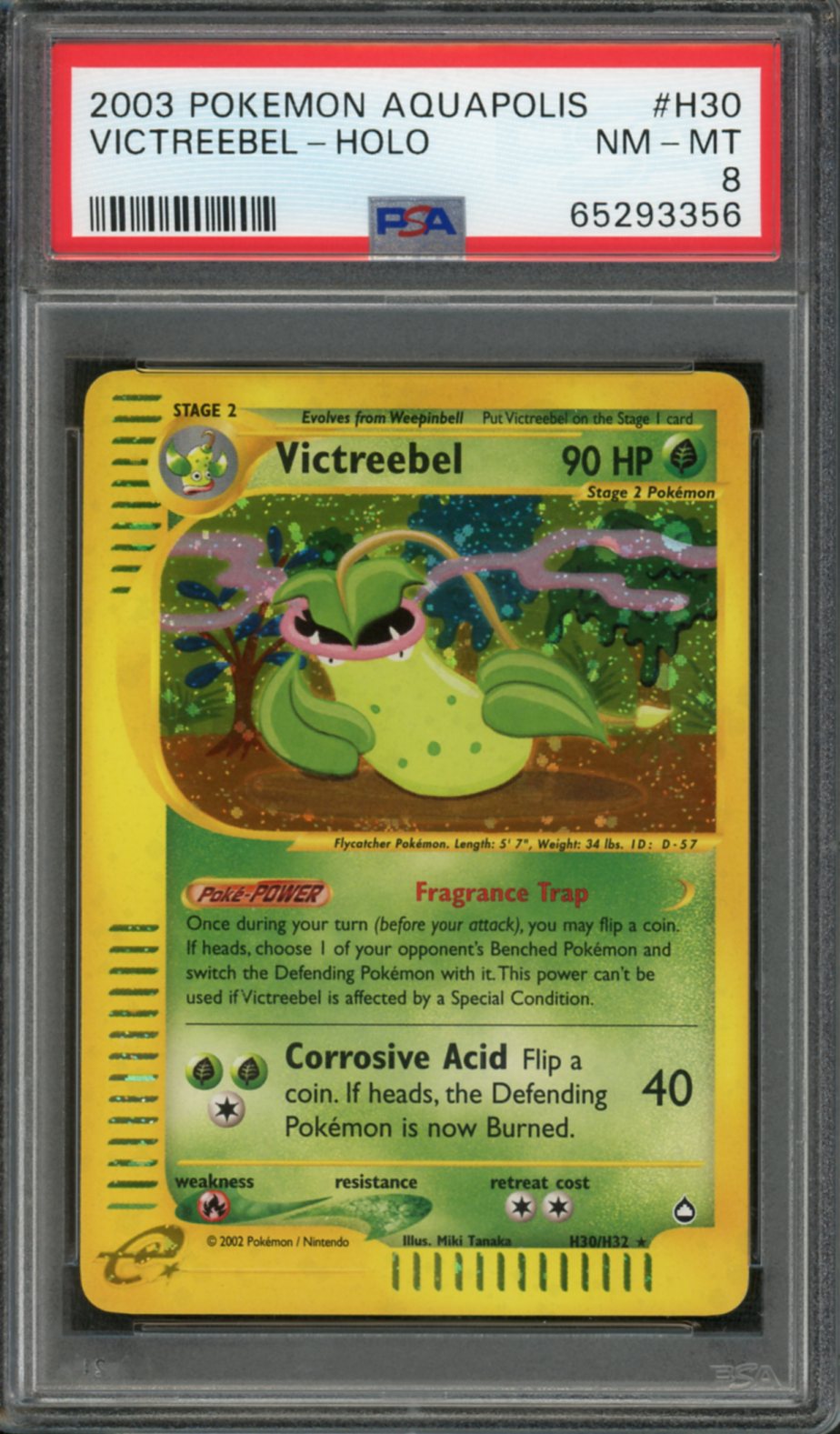 2003 Pokemon Aquapolis Holo Victreebel #H30 PSA 8