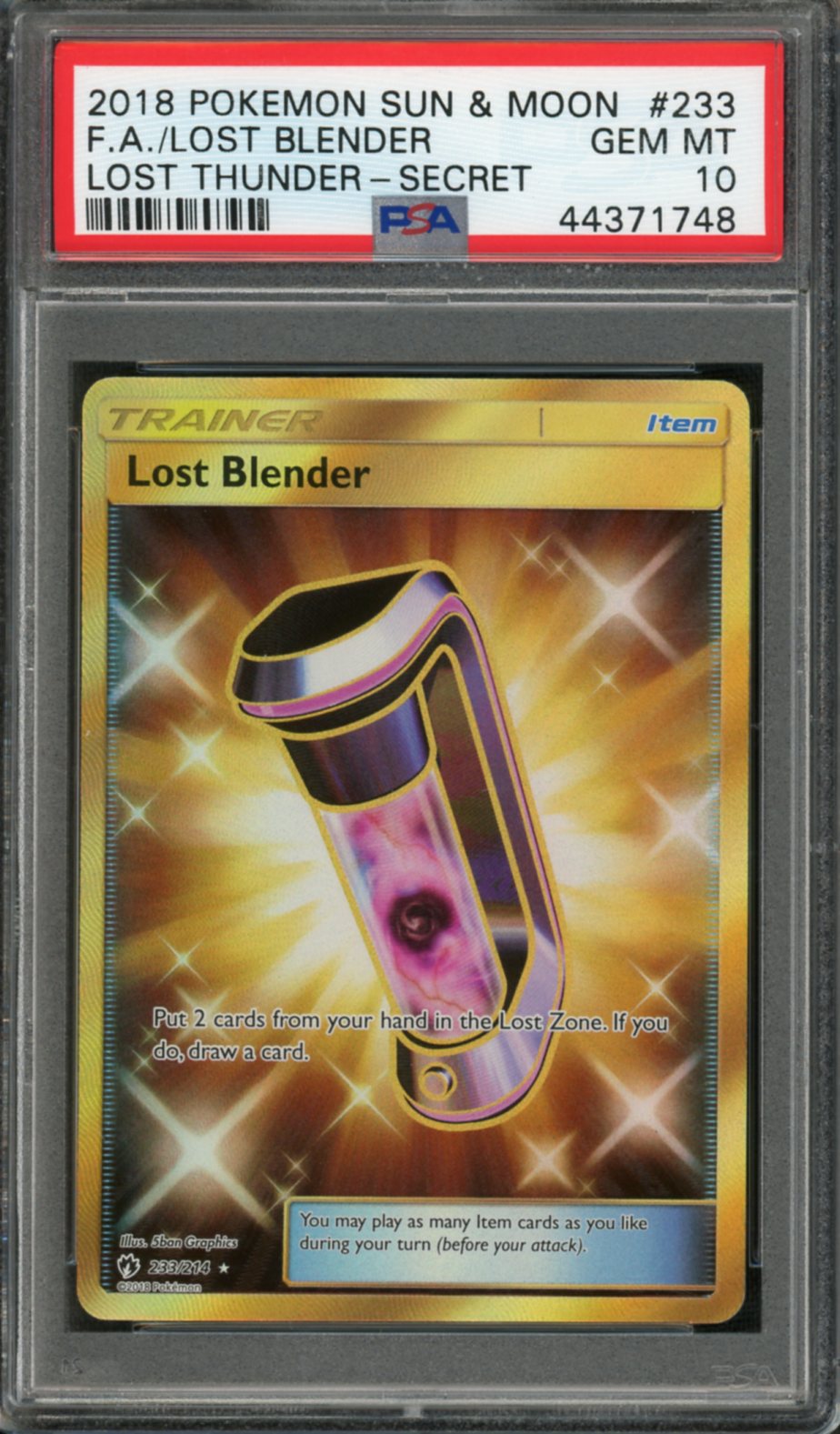 2018 Pokemon Lost Thunder Lost Blender #233 PSA 10