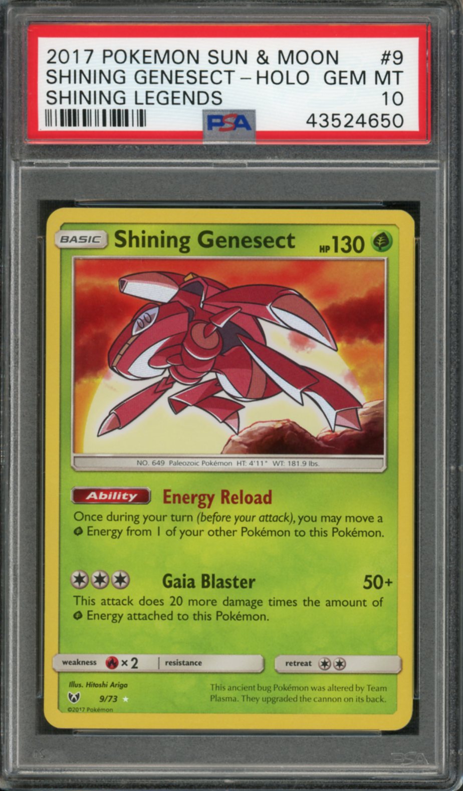 2017 Pokemon Shining Legends Holo Shining Genesect #9 PSA 10