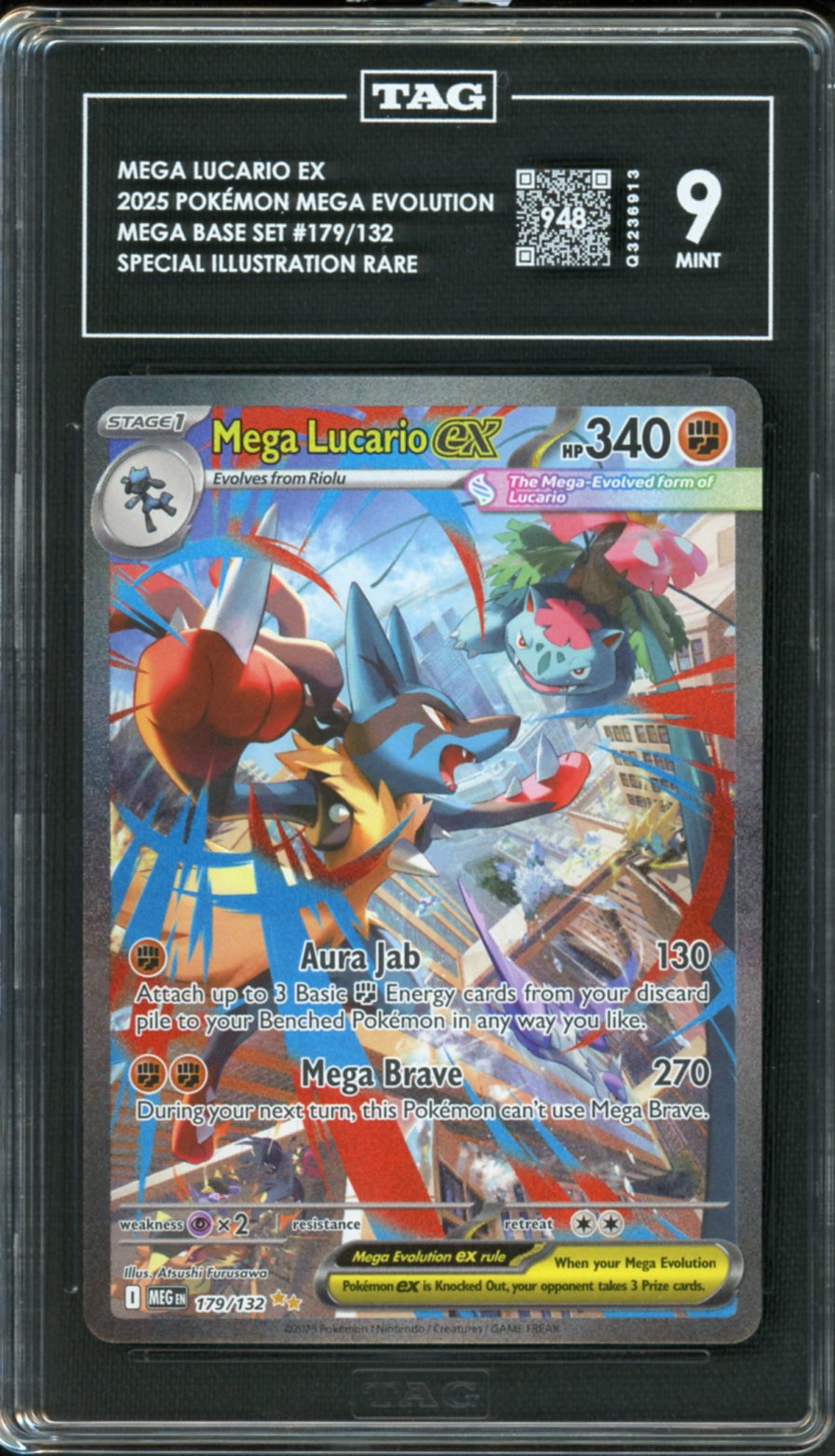 2025 Pokemon Mega Evolution SIR Mega Lucario Ex #179 TAG 9