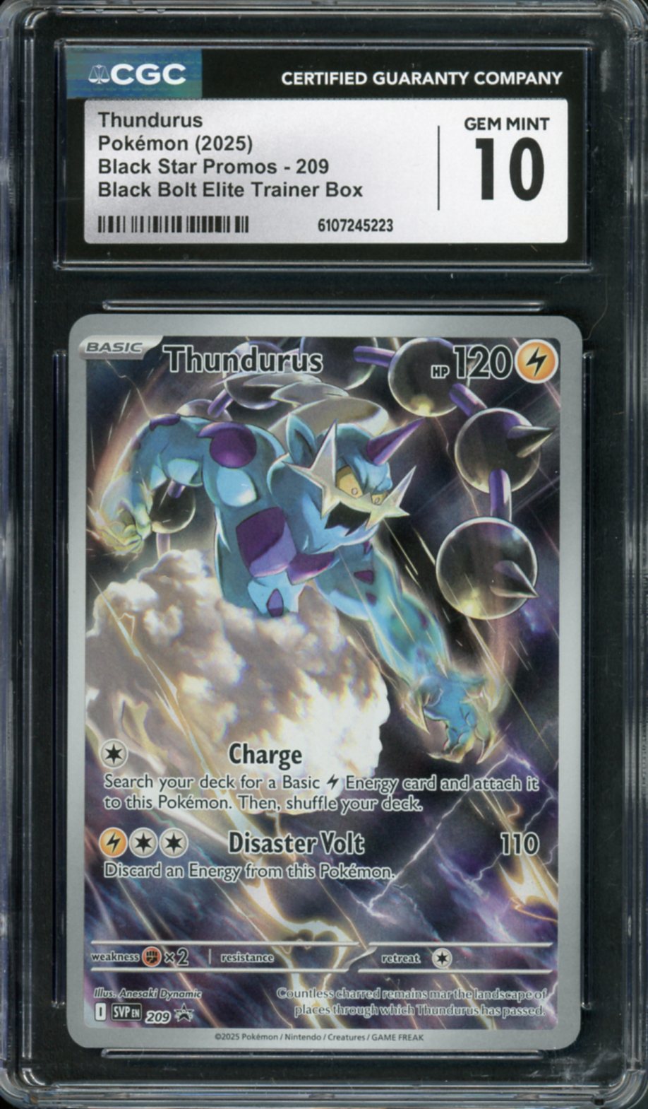 2025 Pokemon Black Bolt ETB Thundurus #209 CGC 10