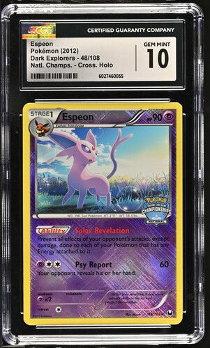 2012 Pokemon National Cross Holo Dark Explorers Espeon #48 CGC 10