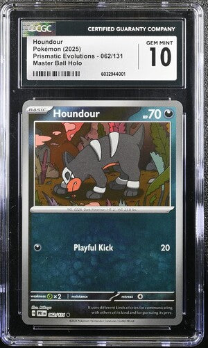 2025 Pokemon Prismatic Evolutions Master Ball Houndour #062 CGC 10