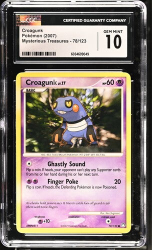 2007 Pokemon Mysterious Treasures Croagunk #78 CGC 10