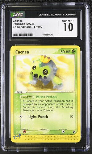 2003 Pokemon Ex Sandstorm Cacnea #57 CGC 10