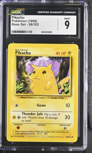 1999 Pokemon Base Set Pikachu #58 CGC 9