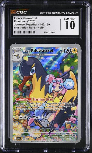 2025 Pokemon Journey Together Iono's Kilowattrel #163 CGC 10