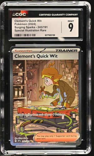 2024 Pokemon Surging Sparks SIR Clemont's Quick Wit #243 CGC 9
