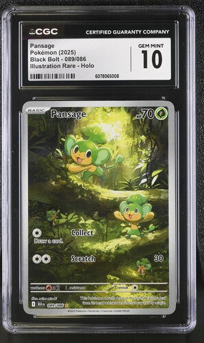 2025 Pokemon Black Bolt Pansage #089 CGC 10