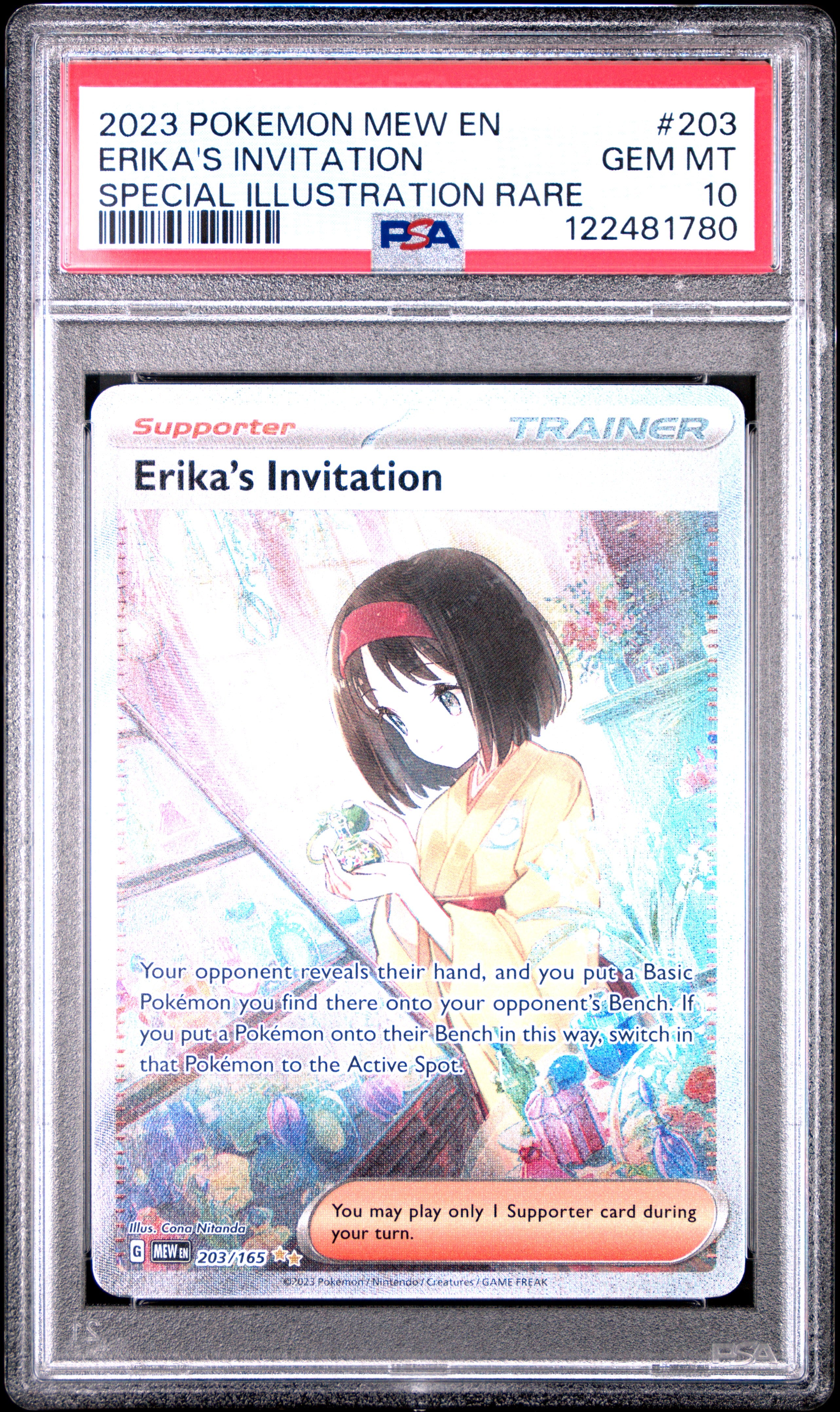 2023 Pokemon 151 SIR Erika's Invitation #203 PSA 10