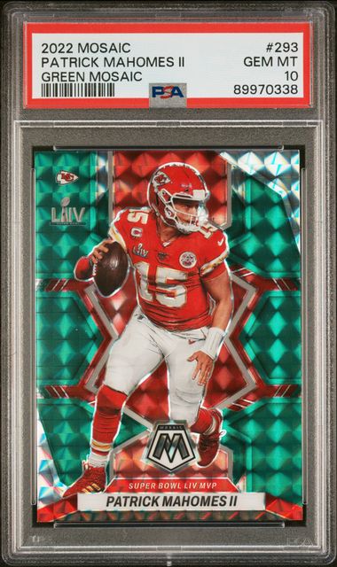 2022 Panini Mosaic Green Mosaic Prizm Patrick Mahomes II #293 PSA 10