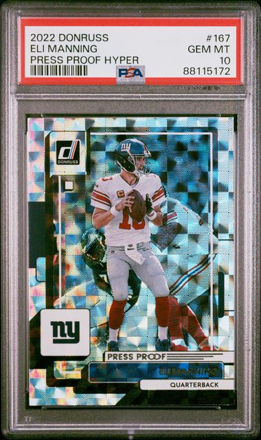 2022 Panini Donruss Press Proof Hyper Eli Manning #167 PSA 10