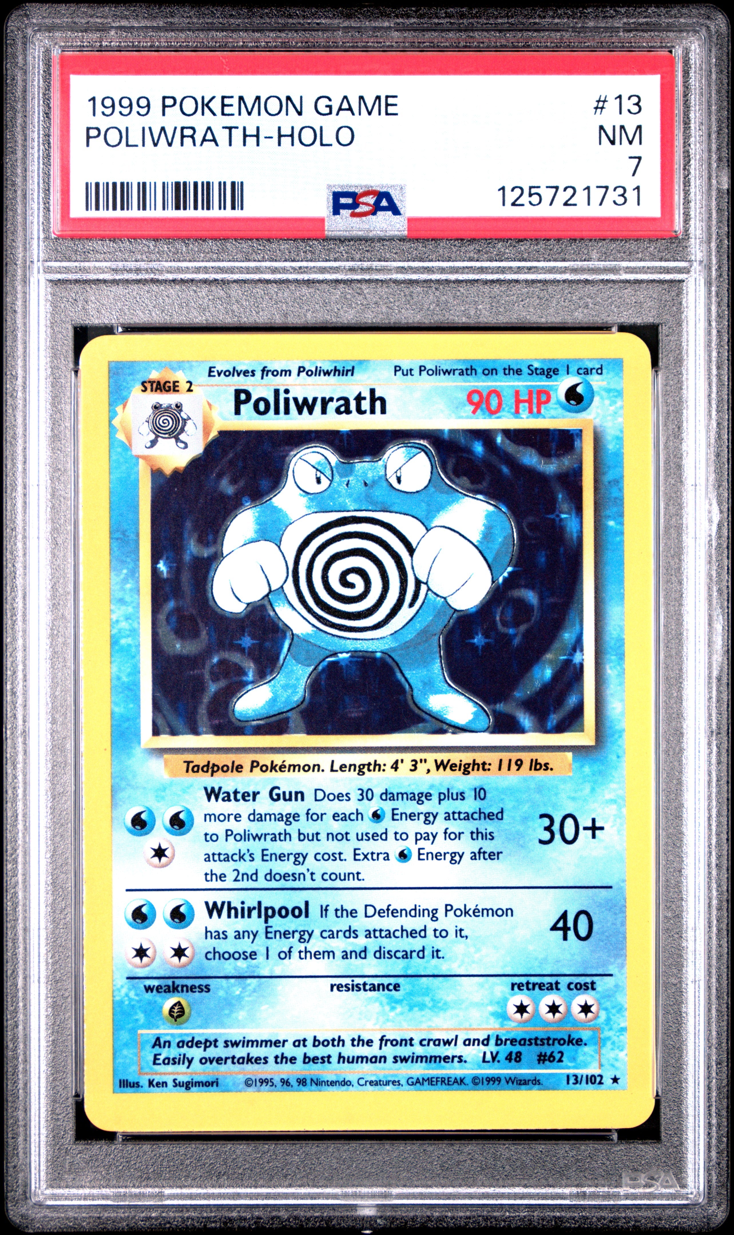 1999 Pokemon Base Set Holo Poliwrath #13 PSA 7