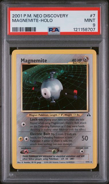 2001 Pokemon Neo Discovery Holo Magnemite #7 PSA 9