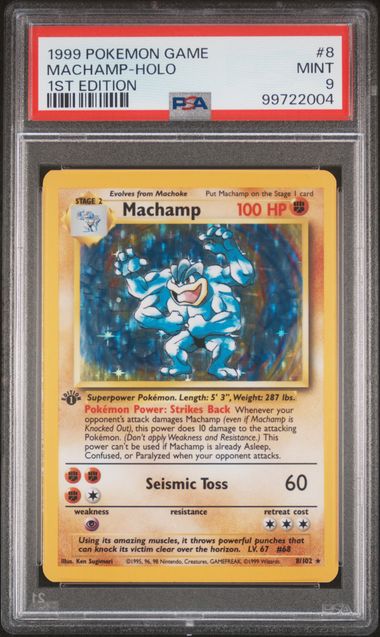 1999 Pokemon Base Set 1st Edition Holo Machamp #8 PSA 9