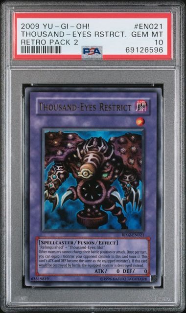 2009 Yu-Gi-Oh Retro Pack 2 Thousand-Eyes Restrict RP02-EN021 PSA 10