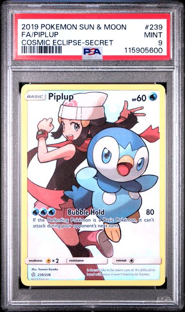2019 Pokemon Sun and Moon Cosmic Eclipse Piplup #239 PSA 9
