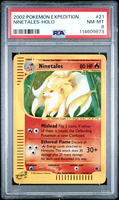 2002 Pokemon Expedition Holo Ninetales #21 PSA 8