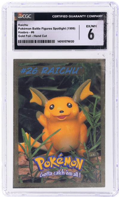 1999 Pokemon Battle Figures Spotlight Gold Foil Hand Cut Raichu #6 CGC 6