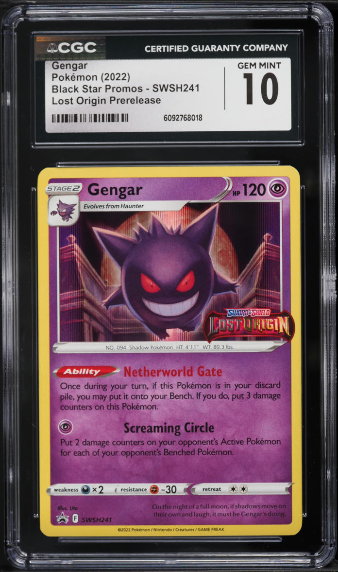2022 Pokemon Promo Lost Origin Prerelease Holo Gengar #SWSH241 CGC 10