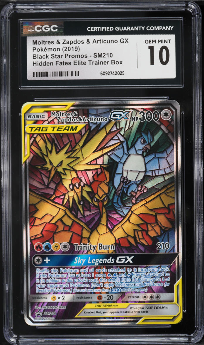 2019 Pokemon Hidden Fates ETB Alt Art Moltres Zapdos Articuno GX #SM210 CGC 10