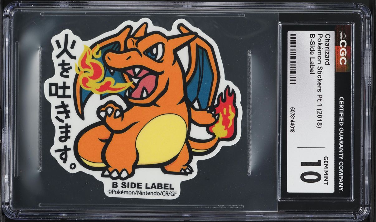 2018 Pokemon Japanese Stickers Part 1 B-Side Label Charizard CGC 10 GEM MINT