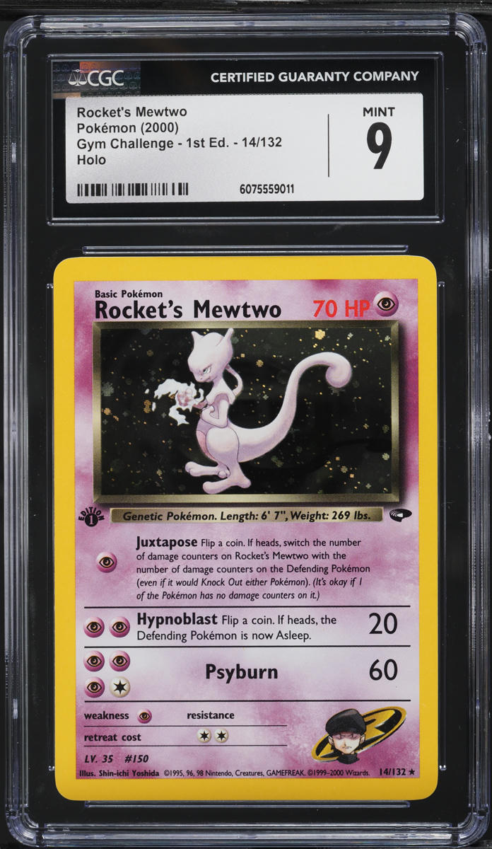 2000 Pokemon Gym Challenge 1st Edition Holo Rocket's Mewtwo #14 CGC 9 MINT