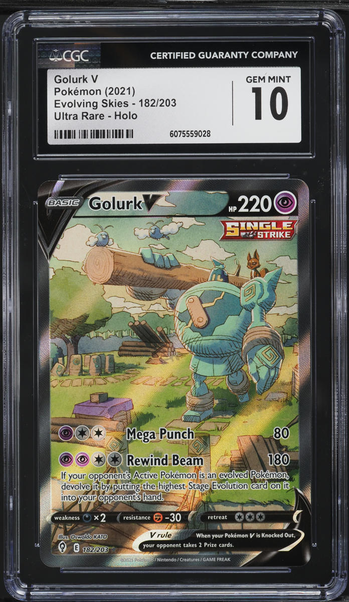 2021 Pokemon SWSH Evolving Skies Full Art Golurk V #182 CGC 10 GEM MINT